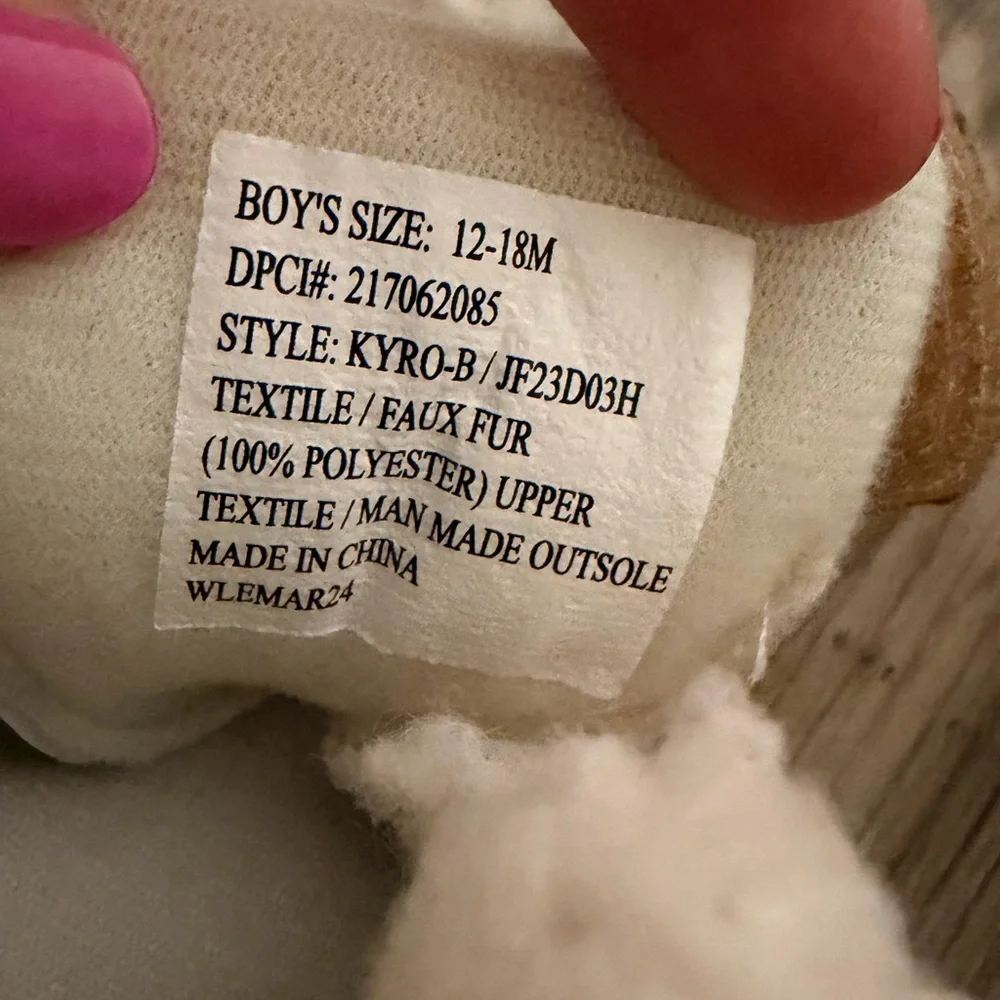 Carter's Tan Faux-Shearling Strap Baby Booties - 12-18 Months